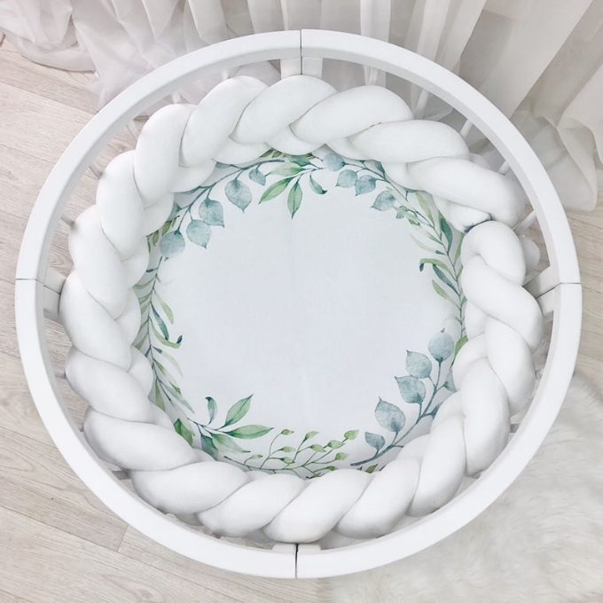 Husa saltea rotunda patut bebe copii cu elastic, Coronita (5)